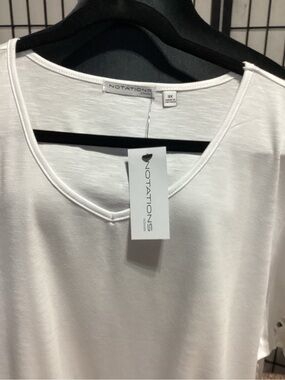 Notations White V-Neck Short Sleeve Tee